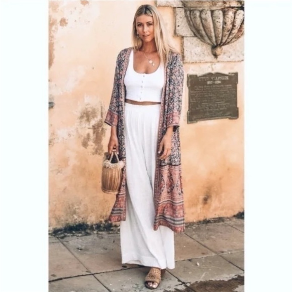 Spell and the Gypsy collective jasmine duster jacket blue red floral one size